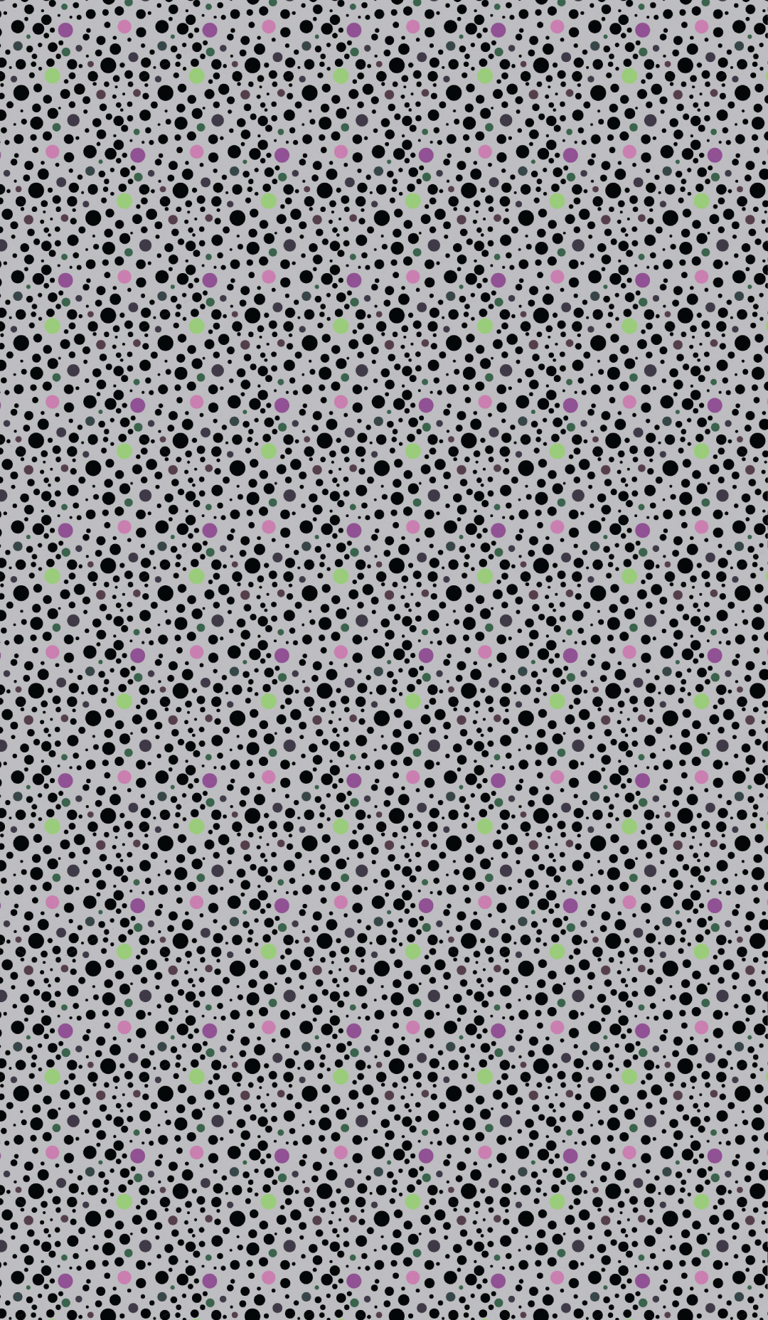 A tile with a polka dot design shown placed 20+ times in one direction creating a repeating pattern